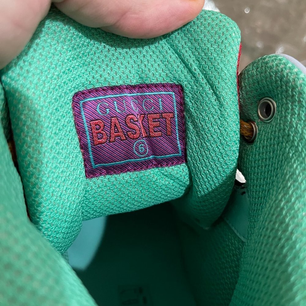 GUCCI  BASKET  "BLACK DEMETRA" MENS HIGH TOP SNEAKER SHOE, SIZE G 6 - Picture 8 of 13